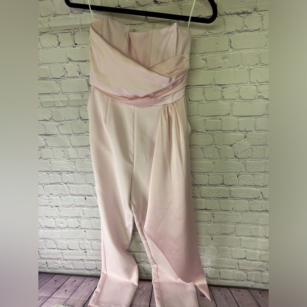 Steve Madden Harlen Strapless Tulle Pink Balletcore Cropped Ankle Jumpsuit XS
